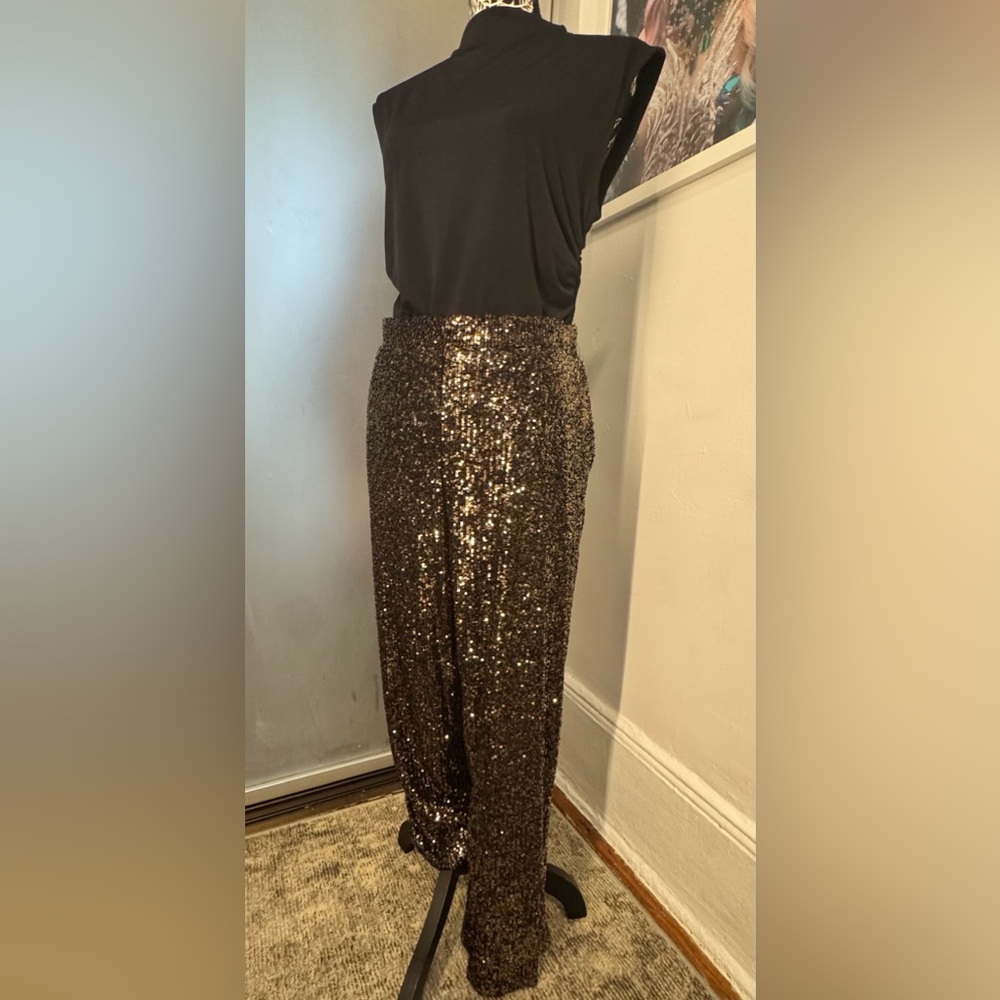 Gold Sequin Harem pants for a Night Out